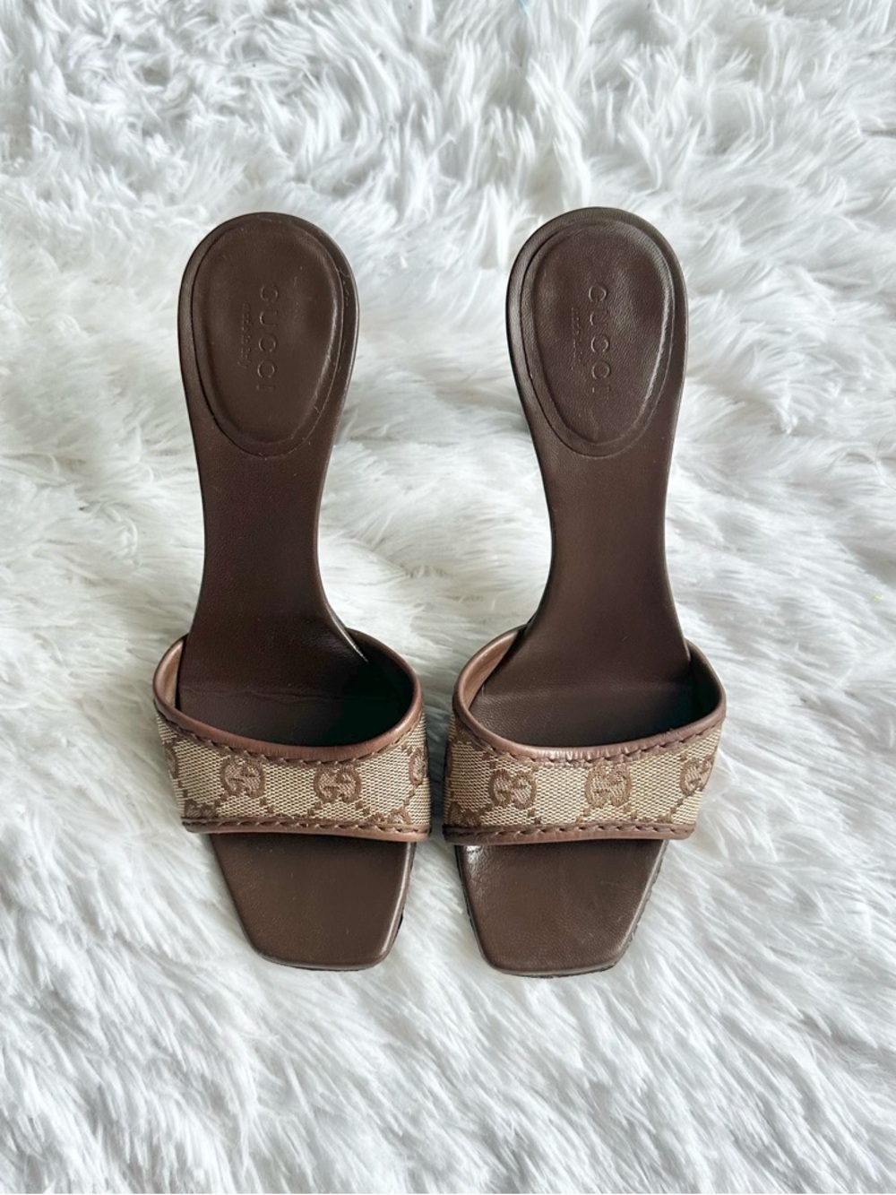 Vintage Gucci brow monogram mule sandals